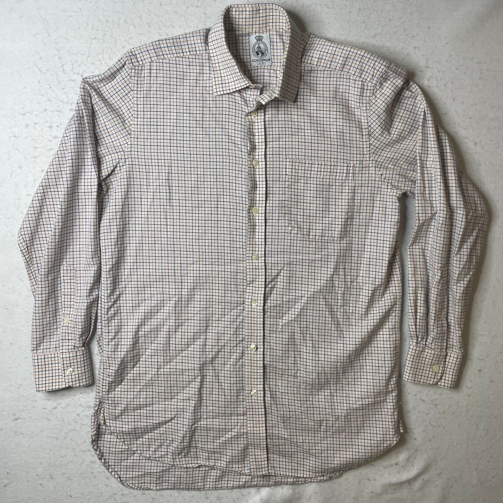 Cordings Button Down Shirt Mens 16-41 Multicolor Tattersall Check Cotton